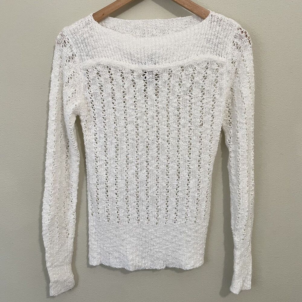 Vtg Y2K Wet Seal Lace Top Sz M White/Cream Coquette Boho Sweater Blouse Shirt